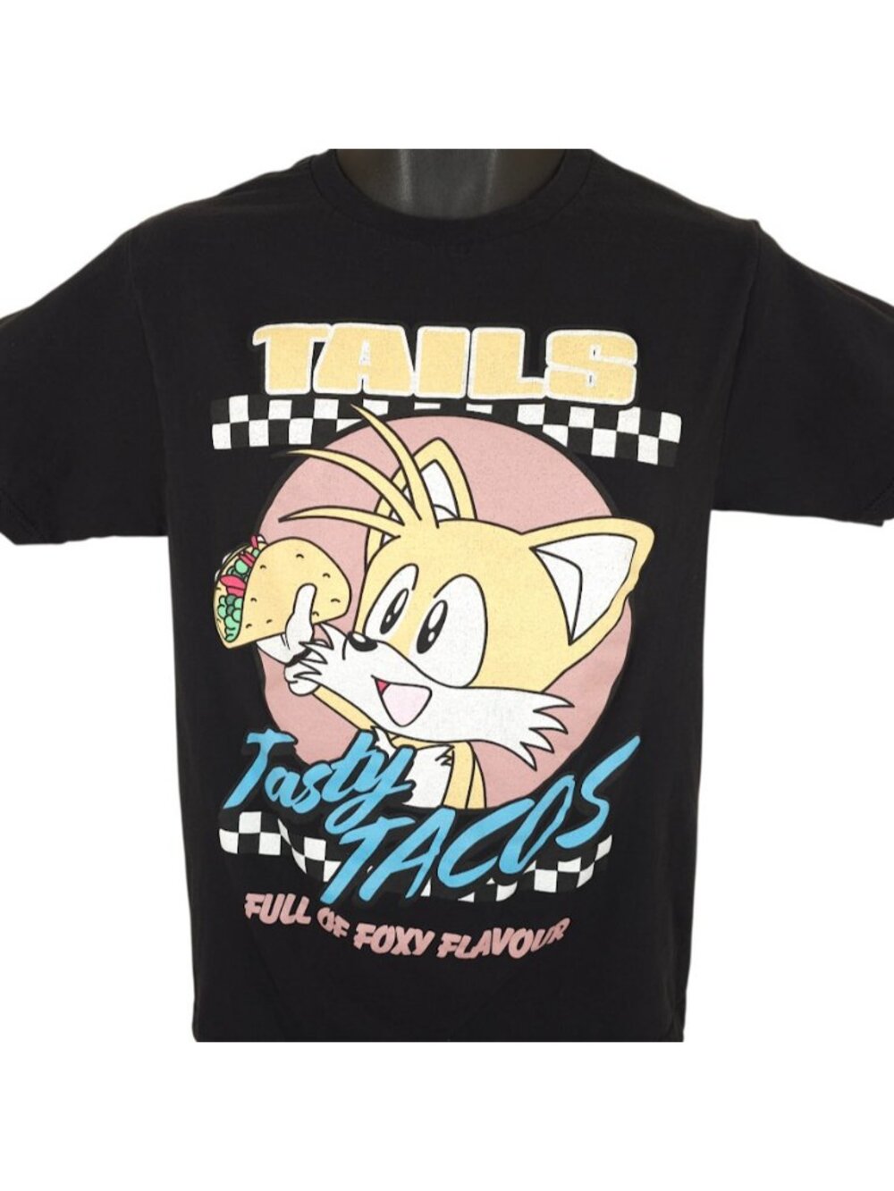 Sonic The Hedgehog T Shirt Mens Size Small Black Tails Tasty Tacos Sega Game - Picture 2 of 7